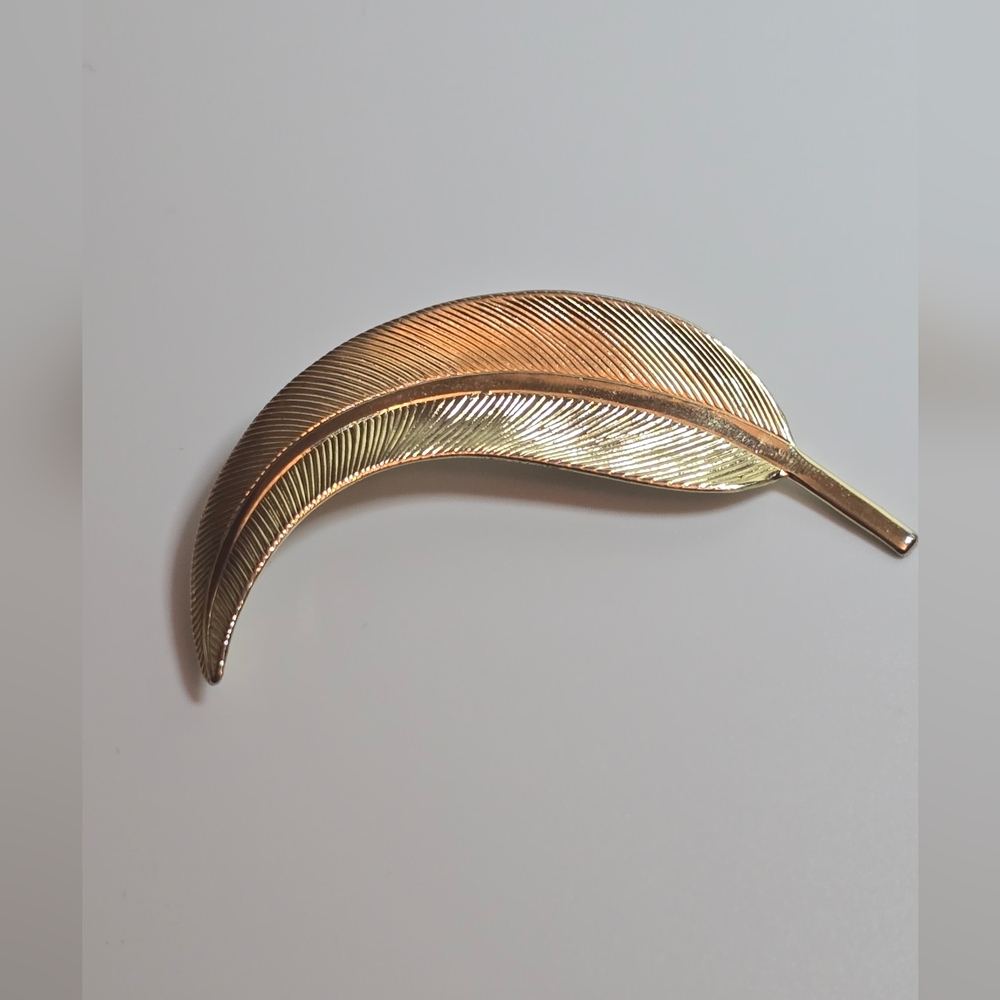 Gold Feather Brooch